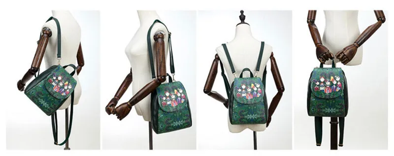 Роскошный бренд, женский рюкзак, высокое качество, из искусственной кожи, школьные сумки для девочек-подростков, зеленый лес, наплечный рюкзак, Feminina