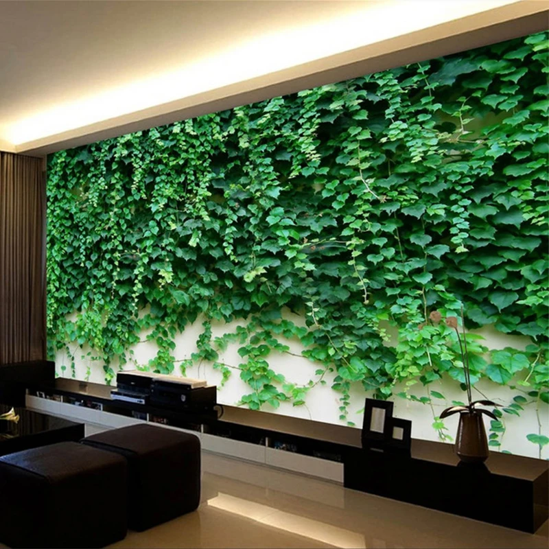 Photo Wallpaper 3d Boston Ivy Green Plant Mural Hotel Living Room