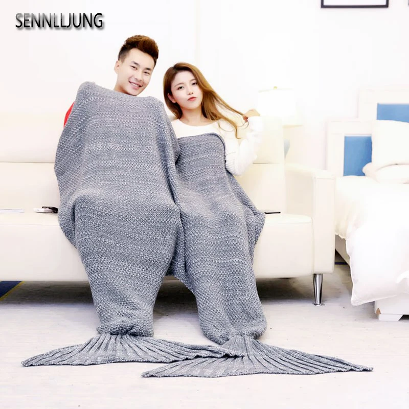 SENNLLJUNG пара Русалка одеяло для взрослых массивное вязаное одеяло теплая пряжа для вязания весеннее украшение диван покрывало