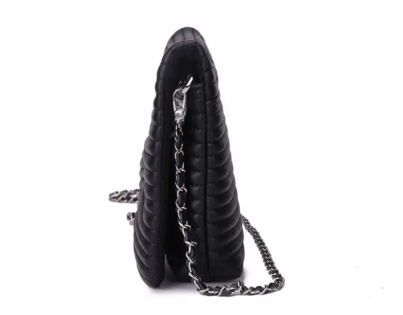 Женский клатч из натуральной кожи, модная черная вечерняя сумка, женская наплечная сумочка на цепочке, сумка-мессенджер~ 18B55
