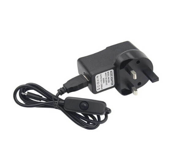 UK Plug 5V 2.5A блок питания Micro USB адаптер переменного тока зарядное устройство с переключателем включения/выключения для Raspberry Pi 3 Model B - Цвет: UK Plug