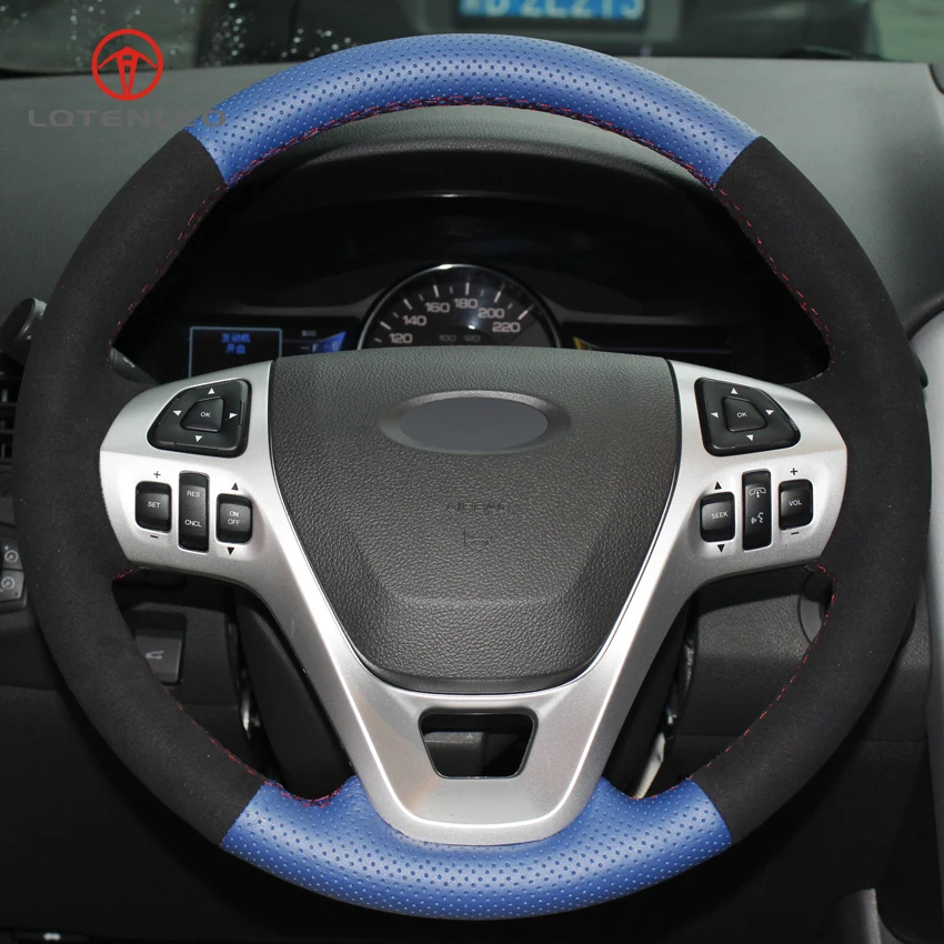 Buy LQTENLEO Blue Genuine Leather Black Suede Car