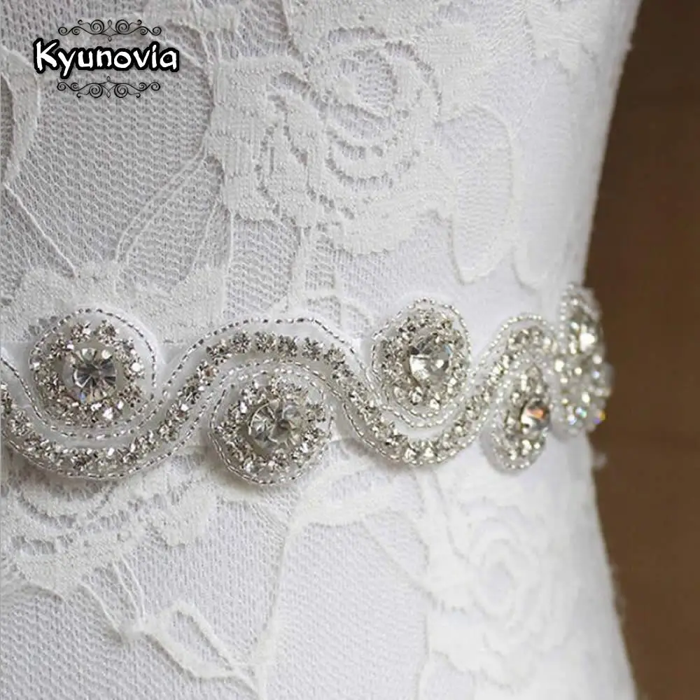 Свадебный пояс с кристаллами Kyunovia женский для свадебного платья и стразами