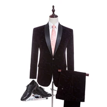 Человек костюмы бархат жених смокинги для женихов шаль лацкан друг жениха костюм Индивидуальный заказ бизнес как свадебный(куртк