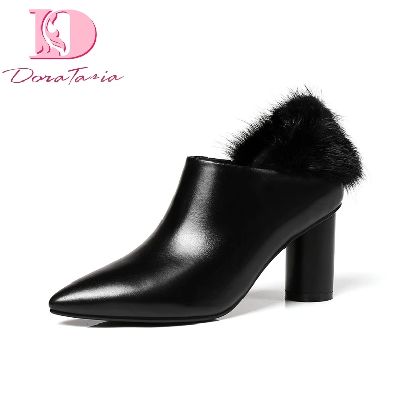 Doratasia Brand New Square High Heels Pointed Toe Genuine Leather Shoes Woman Sexy Spring Pumps Black Big Size 33-43 Doratasia Brand New Square High Heels Pointed Toe Genuine Leather Shoes Woman Sexy Spring Pumps Black Big Size 33-43