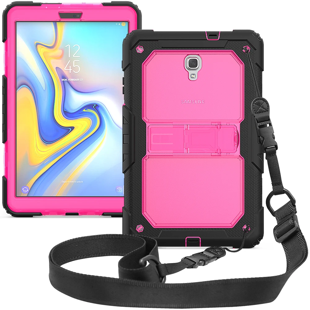 Кремния + PC Combo + ремень Tablet Case для Samsung Galaxy Tab A A2 10,5 "2018 T590 T595 Дети дети Безопасный Drop Сопротивление Крышка