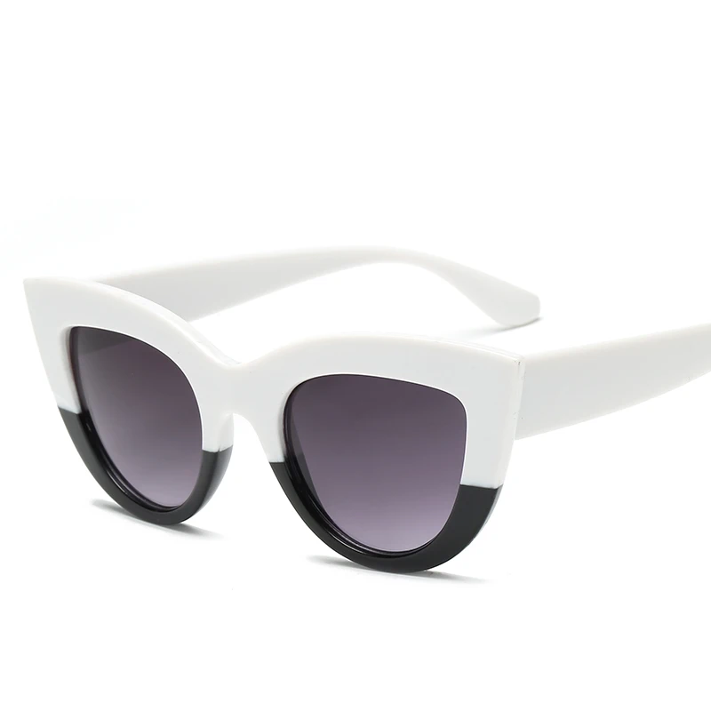 Сова город кошачий глаз солнцезащитные очки Женские винтажные женские солнцезащитные очки ретро брендовые дизайнерские солнцезащитные очки женские розовые зеркальные очки UV400 - Цвет линз: White and Black