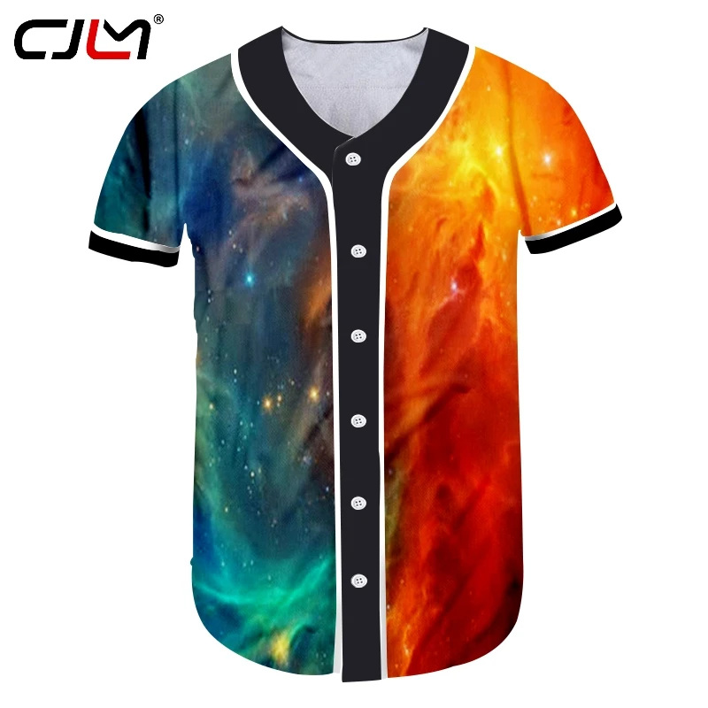 

CJLM Man Personality Colored 3D Full Printed Baseball Shirt Harajuku Oversized Starry Sky Theme Men's Tshirt Best Selling