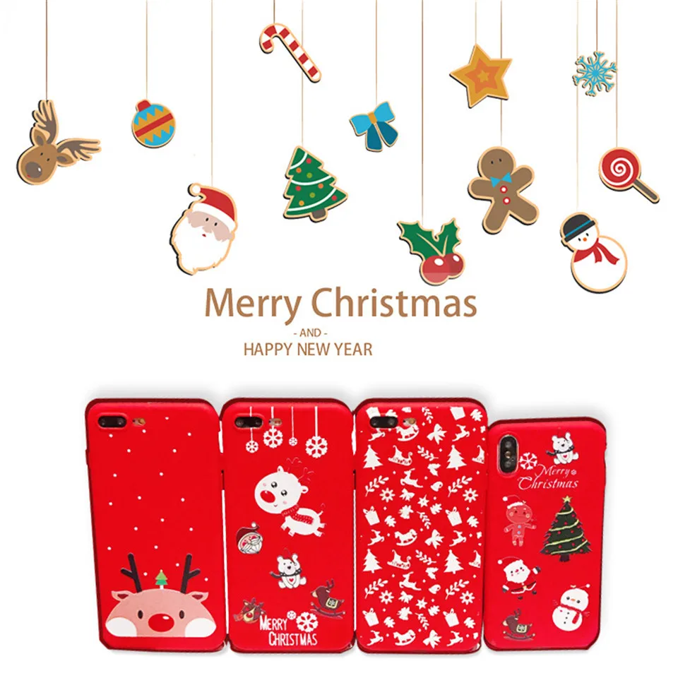 Christmas Tree Santa Claus Pattern Phone Case For iPhone Xs Max Xr Silicone TPU 6 6s 7 8 Plus X Back Cover Capa |