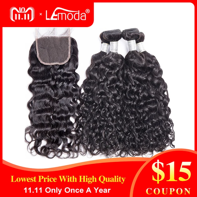 Best Offers LeModa Malaysian Water Wave Bundles With Closure Human Hair Bundles With Closure Remy Hair Extensions Closure With Bundles Best Offers LeModa Malaysian Water Wave Bundles With Closure Human Hair Bundles With Closure Remy Hair Extensions Closure With Bundles