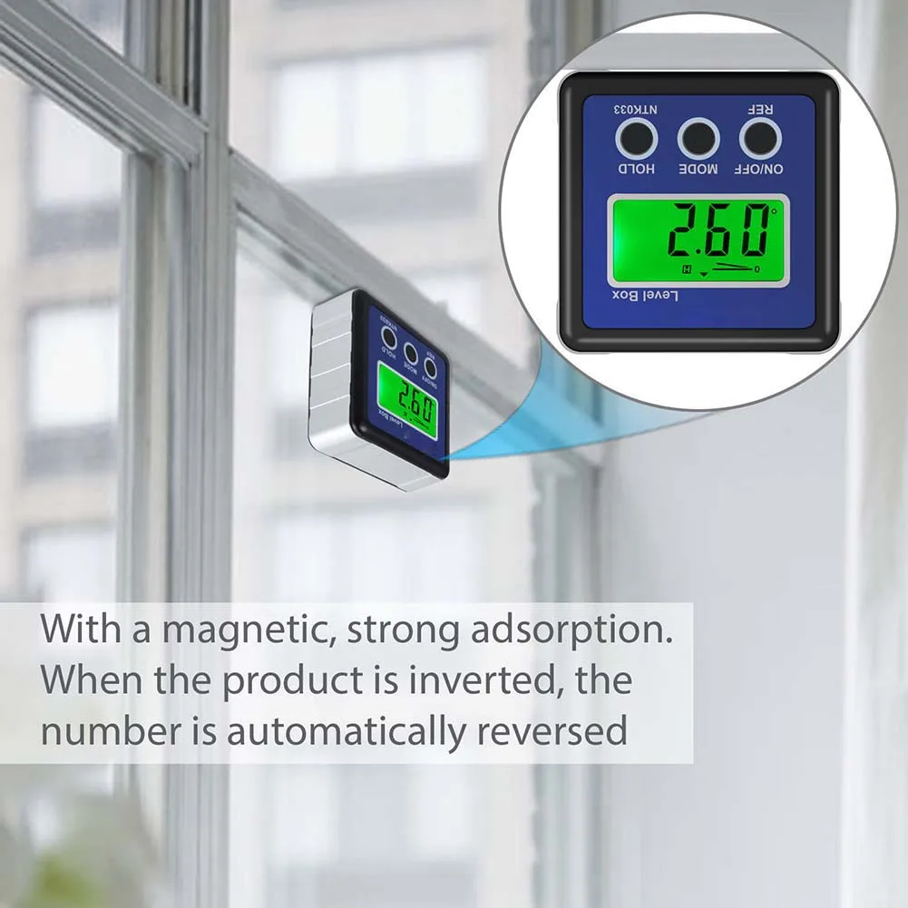 

Digital Box Gauge Angle Protractor Level Inclinometer Magnetic Base 0 - 360 Degree ALI88