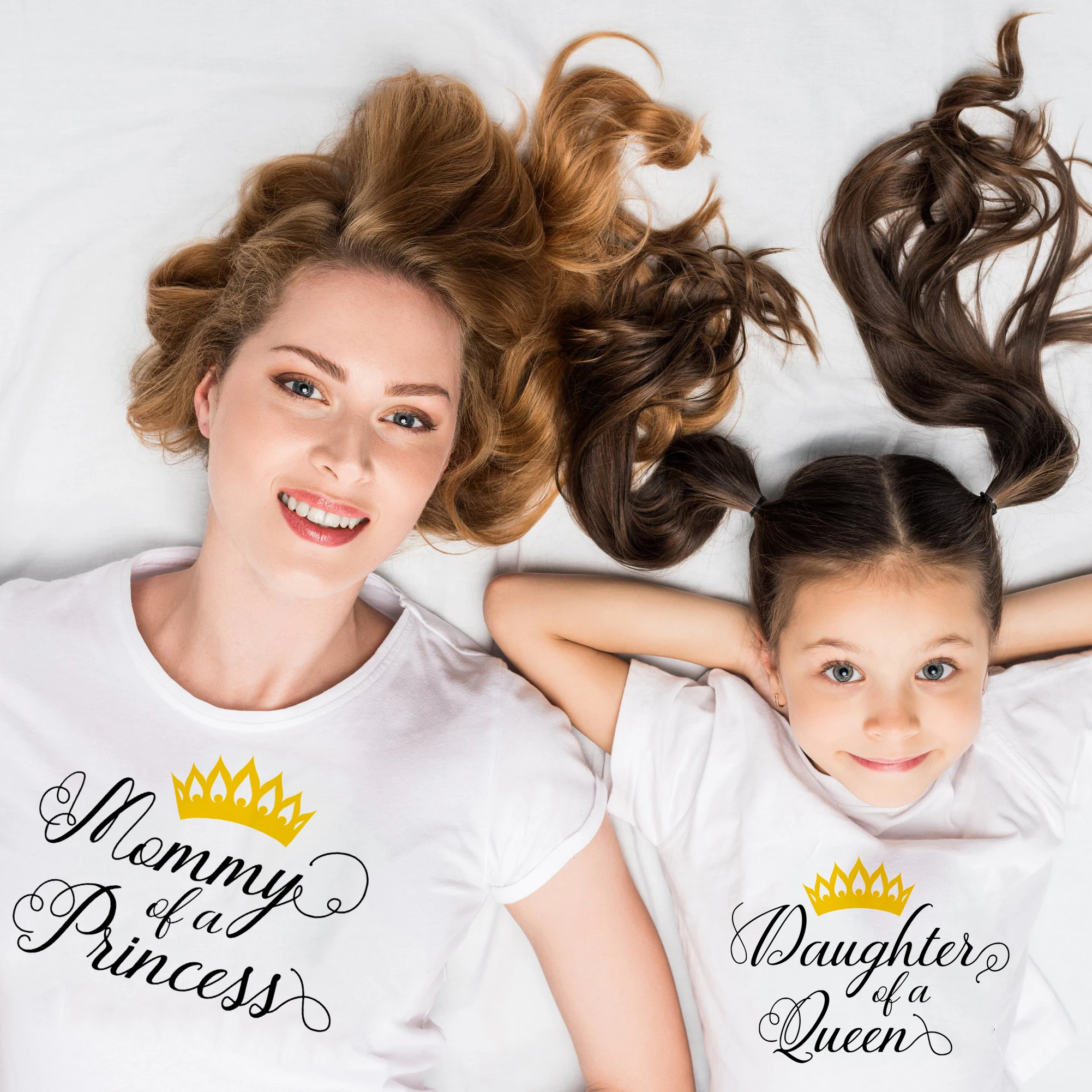 

Mother of A Princess Daughter of A Queen Mommy & Me T-Shirts Mom and Daughter or Son Short Sleeve T Shirt Family Matching Shirt