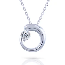 Test Positive Brilliant 1Ct Moissanite Pendant Necklace Moon Style for Women Real Platinum Gold Plated Silver Wedding Jewelry