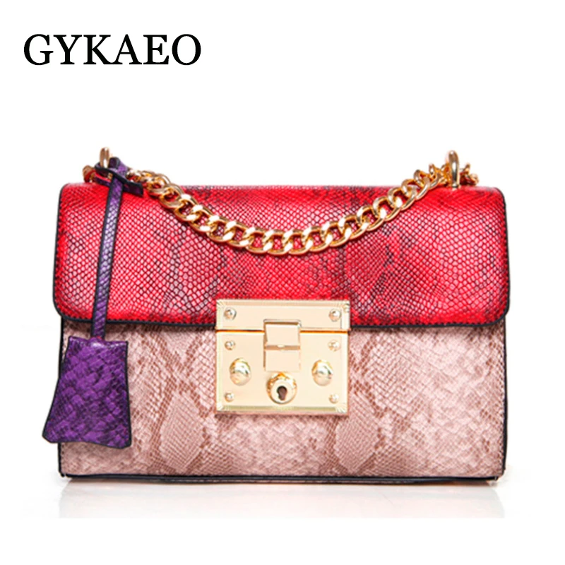 

Gykaeo Serpentine Small Shoulder Bag 2017 New PU Leather Fashion Chain Bags Handbags Women Famous Brands Ladies Messenger Bag