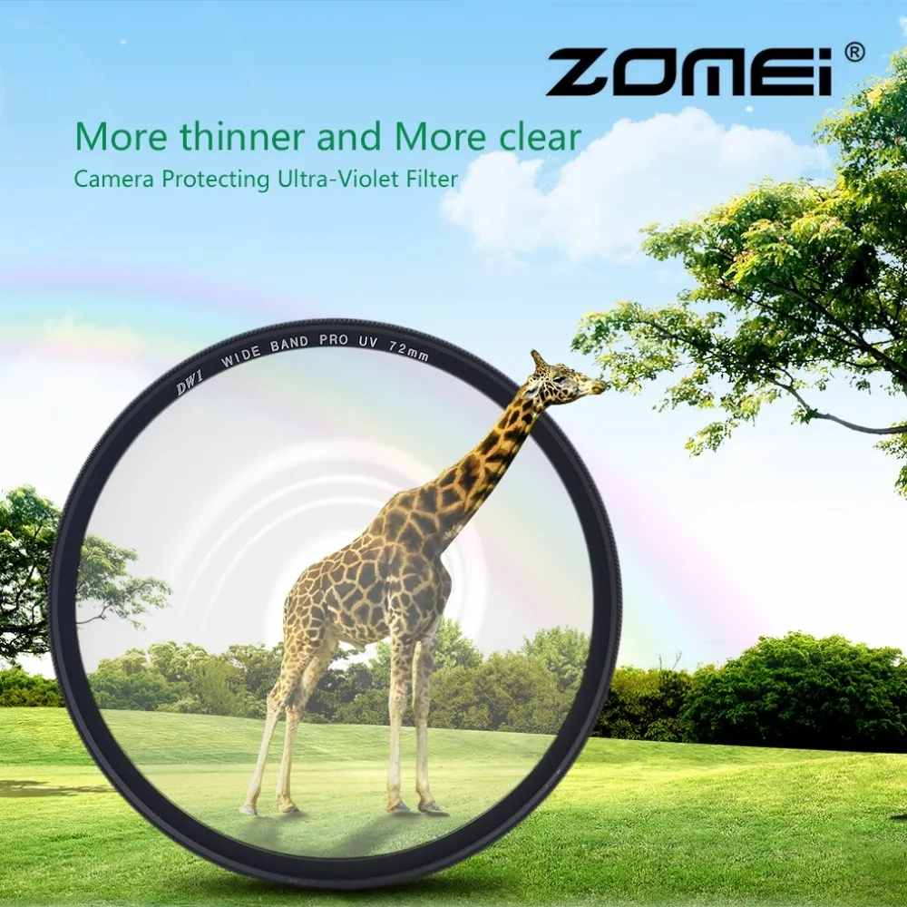Zomei ультра тонкий УФ фильтр Ультрафиолетовый фильтр защиты для Canon Nikon 40.5 мм 49 мм 52 мм 55 мм 58 мм 62 мм 67 мм 72 мм 77 мм 82 мм