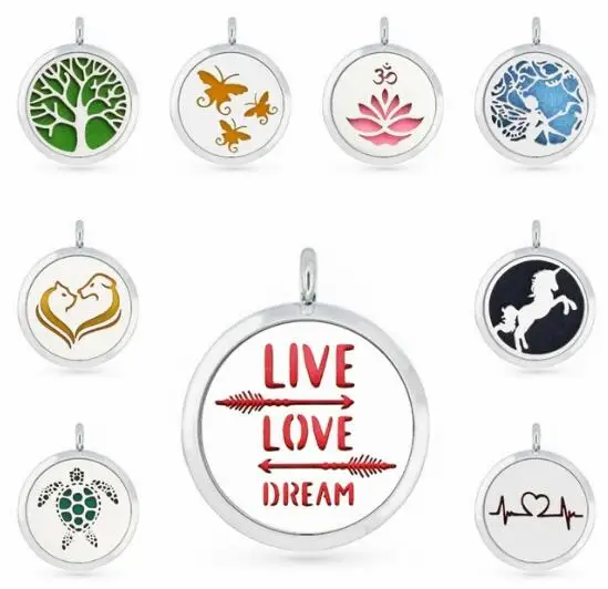 

1PCS Family Tree Turtle Butterfly Horse Mermaid 30MM Diffuser Locket Magnet Perfume Necklace Pendant With 1pcs Free Pad