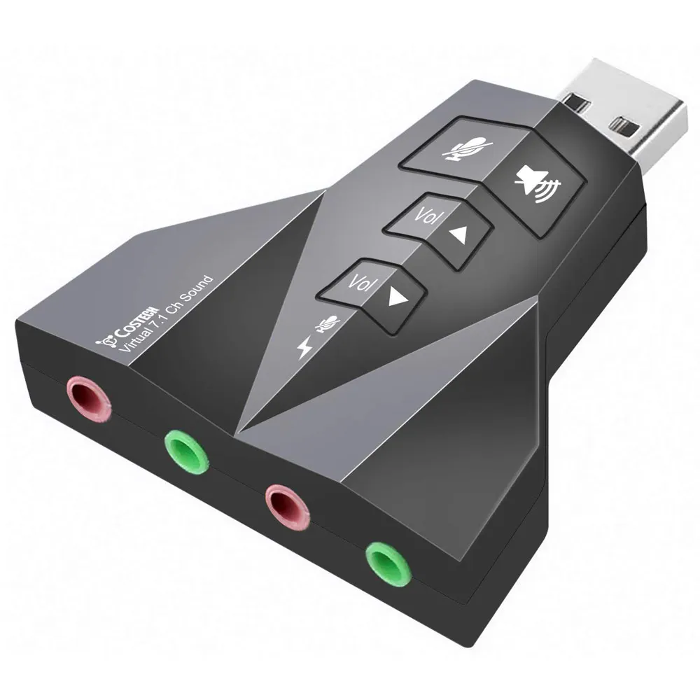 Ingelon USB Sound Adapter External Stereo Sound Adapter Virtual 7.1 Channel Double MicrophoneHeadset Port Plug and Play Gadgets (1)