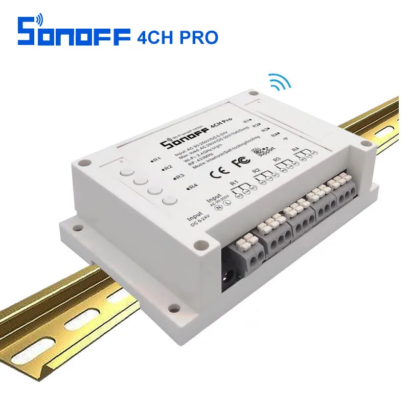 Sonoff 4ch pro-4Gang инчинг/самоблокирующийся/Блокировка 433 МГц RF WiFi беспроводной смарт-переключатель для дома автоматический светильник AC220V& DC5-24V