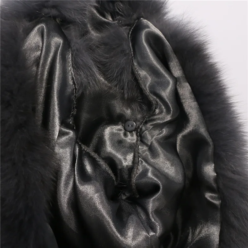 Новая мода Благородный лисий мех пальто кашемировое пончо Лисий мех шаль со срезанной кромкой женские Верхняя одежда для вечеринки съемный капюшон