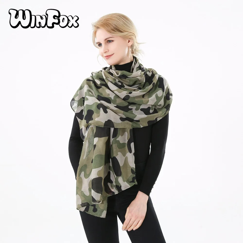 Winfox Новая мода дамы армейский зеленый Камуфляжный шарф Camo шали Дамы Echarpe Foulard женщины