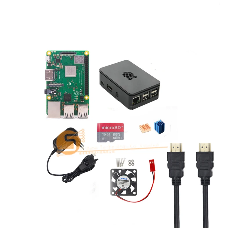 Raspberry pi 3B +/модуль + + 16 Гб/32 ГБ + радиатор + вентилятор + чехол + 5 В 3A мощность + HDMI кабель для Raspberry pi 3 B + бесплатная доставка