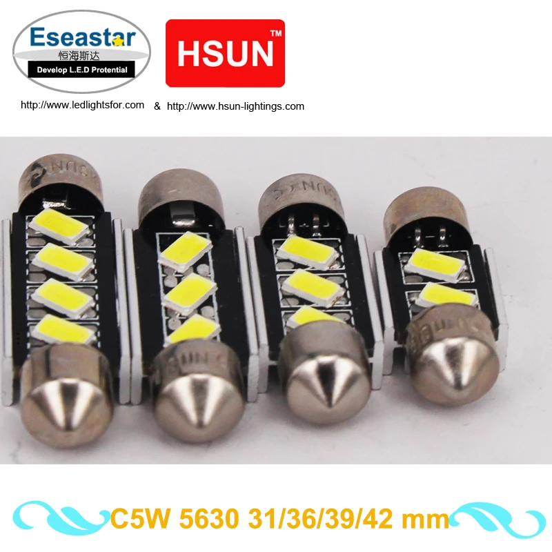 Eseastar 2 шт. C5W 31/36/39/42 мм 6SMD 5630 Светодиодный белый автомобильный canbus светодиодный