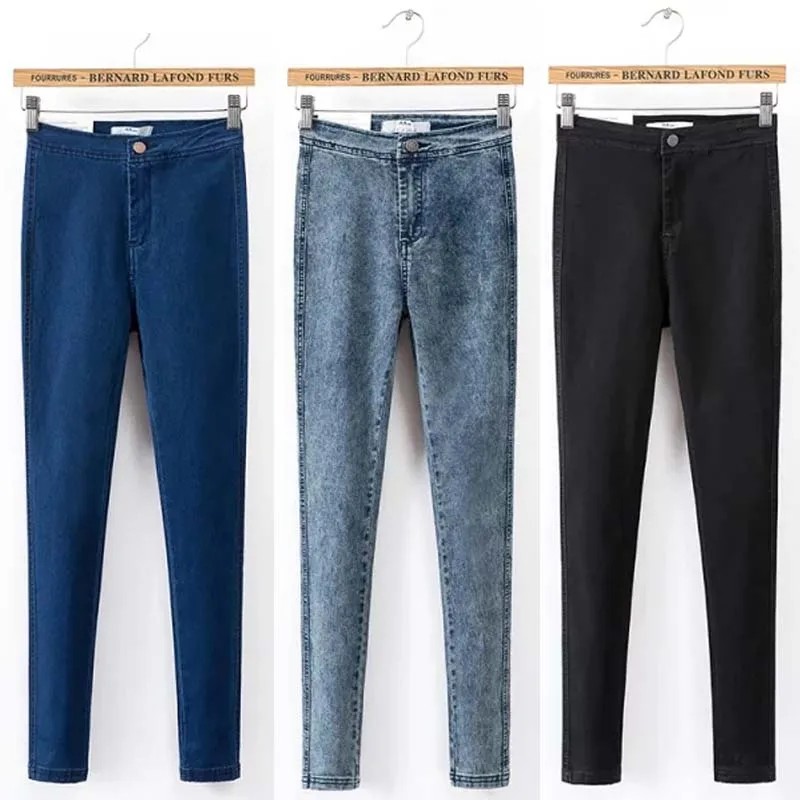 Plus XXL Size Women High Elastic Waist Slim Jeans Denim Cotton Trousers