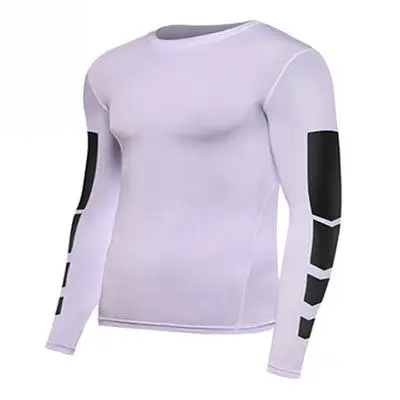 Спортивная мужская тренировочная футболка, Мужская футболка с принтом и длинным рукавом, Рашгард, рубашка для фитнеса, велоспорта, дышащая быстросохнущая футболка для бега - Цвет: 5