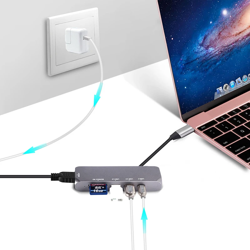 Baolida USB-C хаб Хами USB-C док-станция к HDMI/VAG/Ethernet Thunderbolt 3 док-станция Тип C конвертер для Macbook Pro/коммутатор/встречи/игры