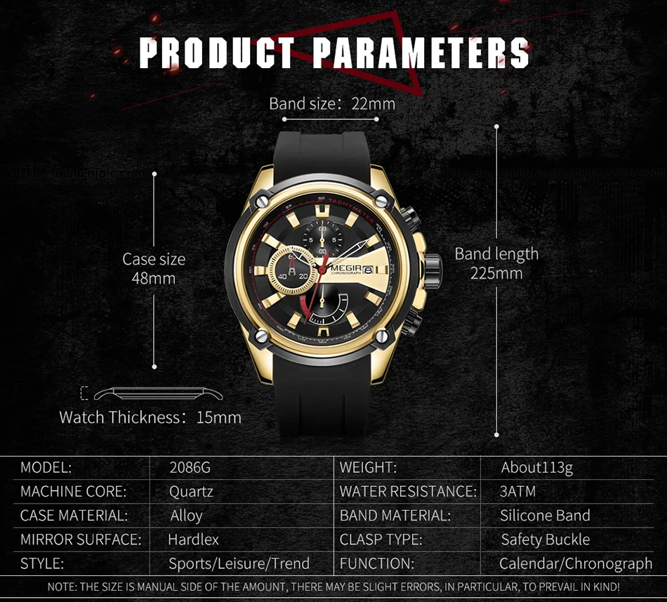MEGIR модные мужские часы Топ бренд класса люкс Хронограф водонепроницаемые спортивные мужские часы силиконовые автоматические военные наручные часы с датой