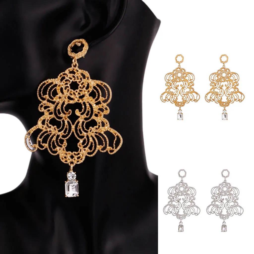 

Boho vintage metal floral geometric openwork earrings ladies jewelry Fashion Stud Earrings Bohemian Pattern Earrings Women 5.16