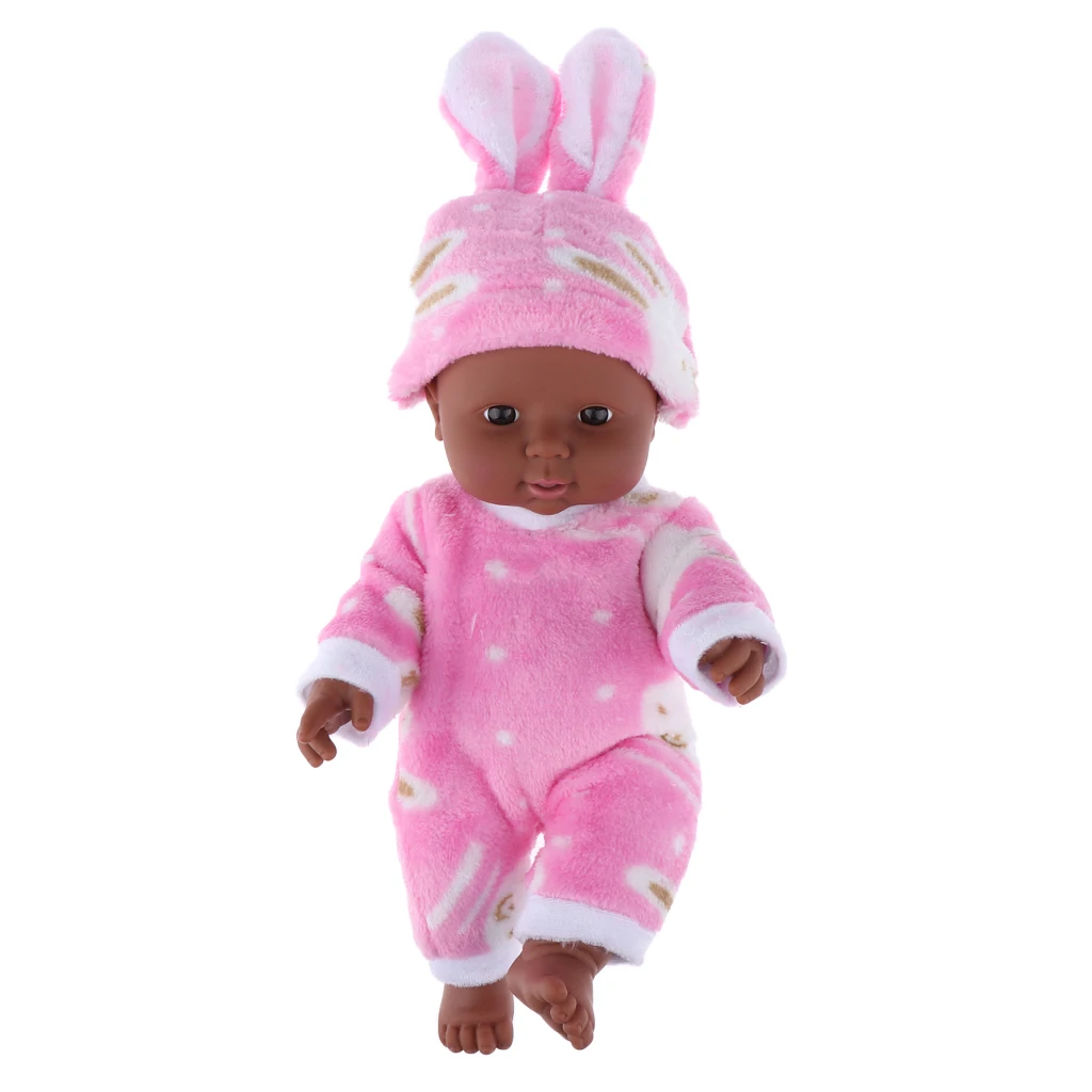 30cm African American Full Body Silicone Soft Vinyl Reborn Doll Full Vinyl Newborn Baby Xmas Gifts Pink for Children
