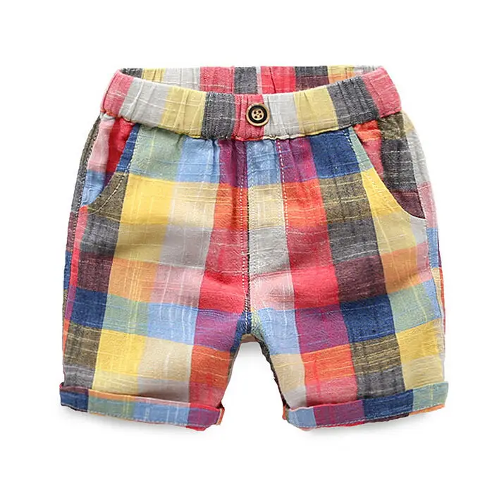 Летние шорты для мальчиков детская одежда клетчатые штаны для маленьких мальчиков детские брюки для детей от 2 до 6 лет - Цвет: Многоцветный