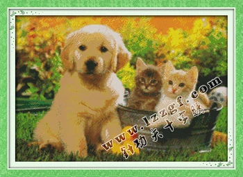 

Needlework DIY dog Cross stitch,kit For Embroidery set, Sweet friend cat animal pattern Count Cross-Stitch kit paint stitch kit