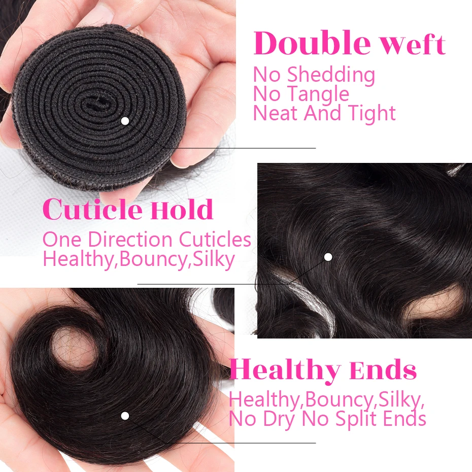 Peruvian Body Wave Hair Weave With Closure 5x5 Inch Human Hair