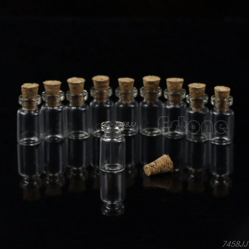 Glass Bottles Mini Glass Bottles 10pcs Small Empty Clear Glass Bottle Vials With Cork Storage Craft 0.5ml 10*18mm G03