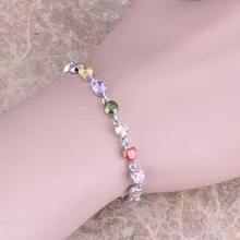 Многоцветный Зеленый Перидот стерлингового серебра 925 ссылка браслет-цепочка 6.5-7.5 дюймов S0328