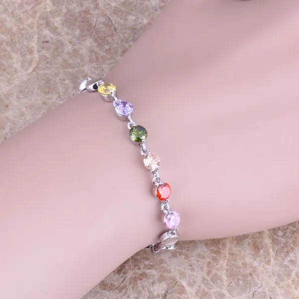 

Multicolor Green Peridot 925 Sterling Silver Link Chain Bracelet 6.5 - 7.5 inch S0328