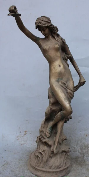

xd 003427 18"collections Chinese Bronze naked goddess girl Beauty Goddess Women Sculpture