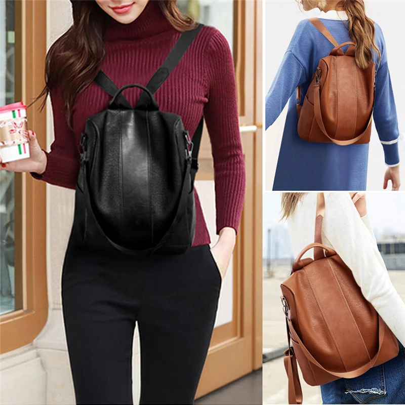 Модные женские ботильоны, новые модные женские сумки Watterproof рюкзак с защитой от краж с Классический Искусственная кожа рюкзак однотонный модная сумка на плечо сумка для хранения