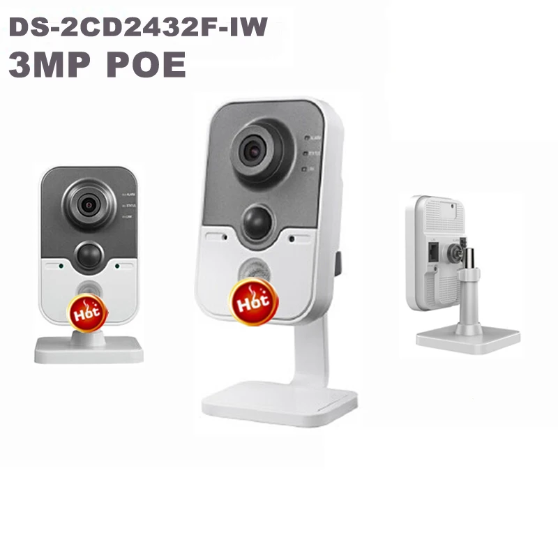 Free shipping Original DS 2CD2432F IW 3MP HD CCTV Infrared surveillance1080P camera IP mini box wifi