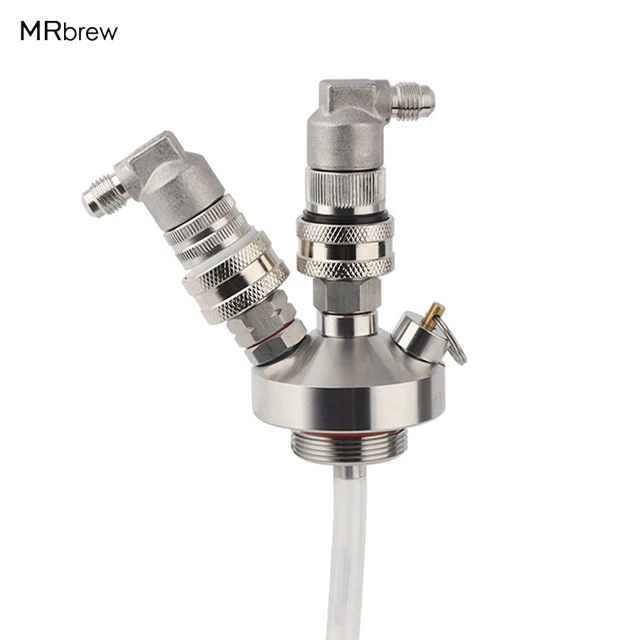 Stainless Steel Mini Keg Tap Dispenser with ball lock Disconnects and 12'' silicone hose for Mini Beer Growler Home brewing