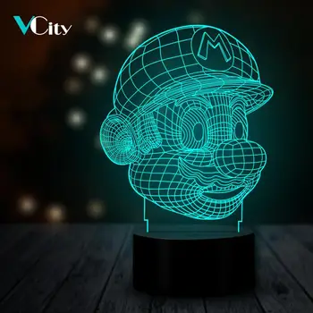 

VCity Super Mario 3D Night Light Bedroom Decoration Home Decor Gifts for Kids Fans Novelty Lamp Led RGB Lighting Game Figure