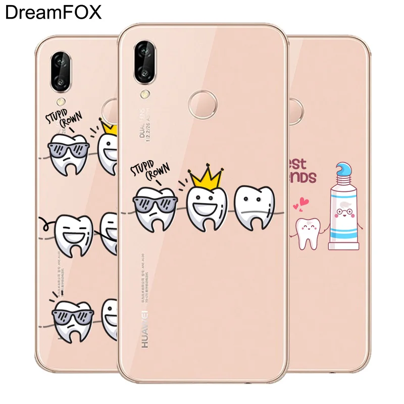 DREAMFOX L508 Мягкий ТПУ силиконовый чехол с мультяшными зубами для huawei Honor 6A 6C 7X9 10 P20 P30
