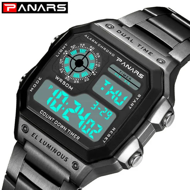 

2018 New PANARS Luxury Brand Men LED Digital Military Watch Mens Sport Watches Count Down Waterproof Watches Relogio Masculino