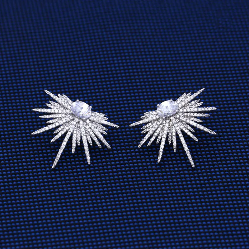 

Punk Style Spike Shape Earring Pave Cubic Zirconia Clear stone Sparkly , Galaxy Stud Earrings Clear