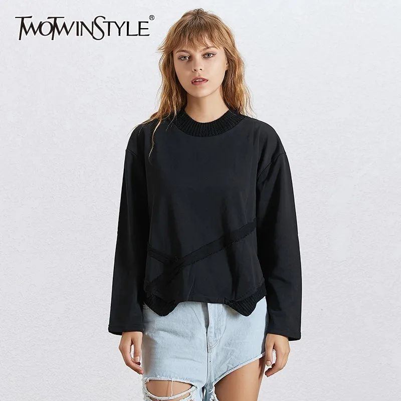 Женская уличная Толстовка TWOTWINSTYLE с круглым вырезом длинным рукавом и разрезом