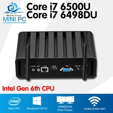 Лидер продаж core Мини-ПК i7 6500U Skylake Barebone i7 6498DU HD Графика мини настольный компьютер Окна 10 HTPC ТВ box Индивидуальные ПК