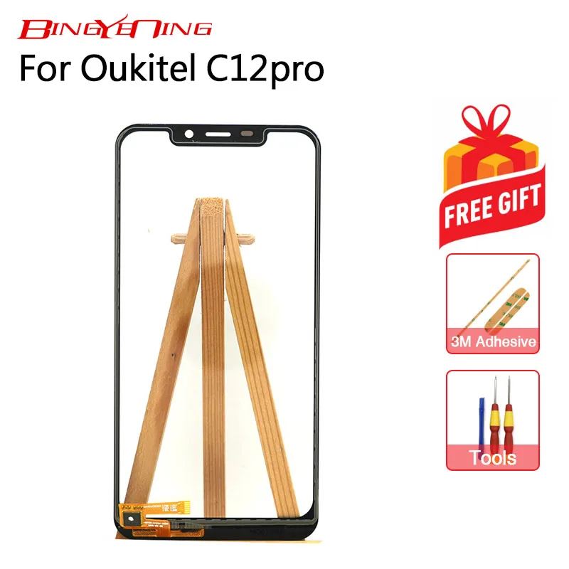 BingYeNing для Oukitel C12 Pro Передний сенсорный экран дигитайзер Запчасти из стекла