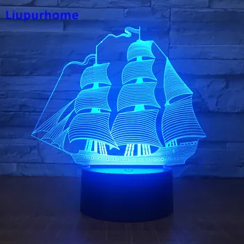 

Led table lamp sailboat creative gift smart home remote control touch 3d night light music lovers Drum USB LED colorful 3D Light